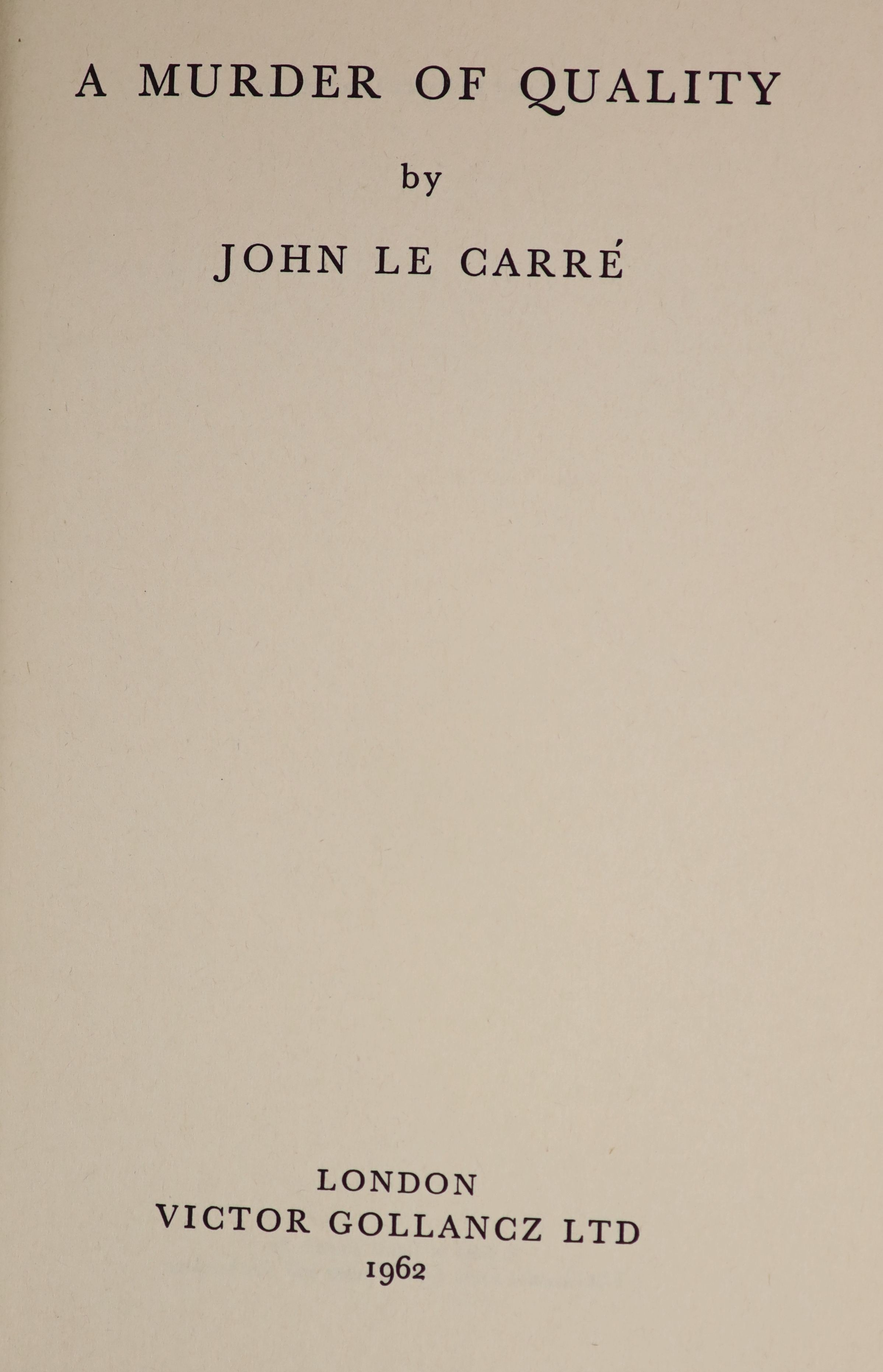 Le Carre, John - A Murder of Quality, 1st edition, 8vo, with d/j, Victor Gollancz, London, 1962